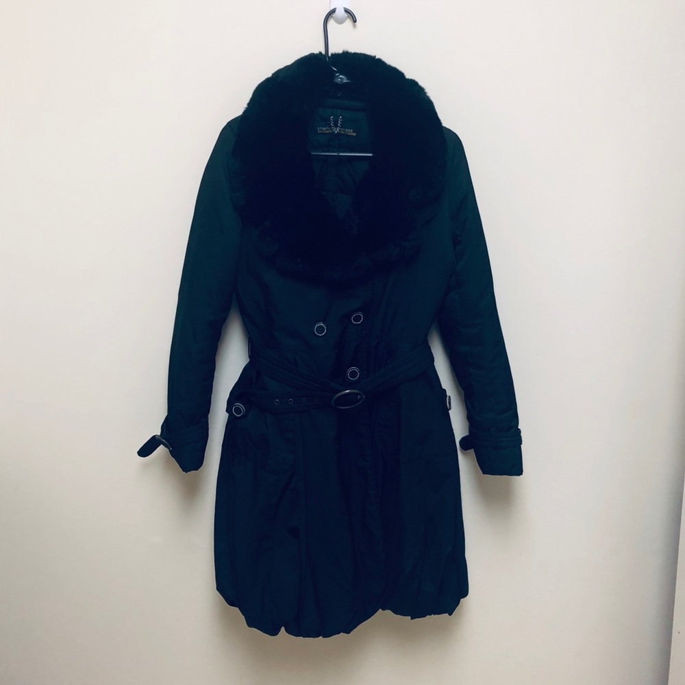 Real rabbit fur Goose coat. S size.40-Europe size